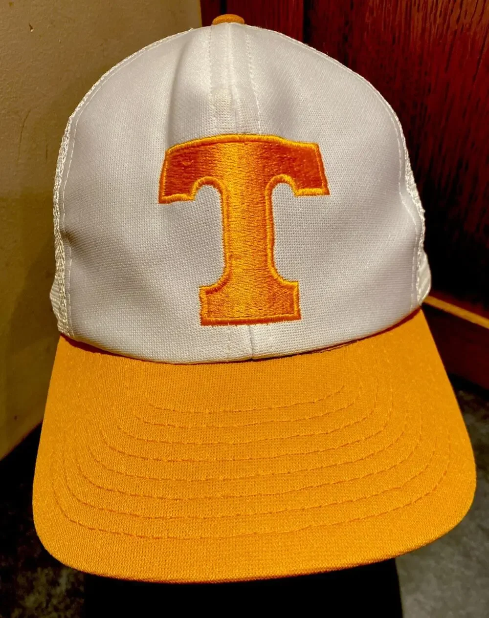 Vintage Tennessee Volunteers Hat Bacon & Company Orange White Trucker Snapback